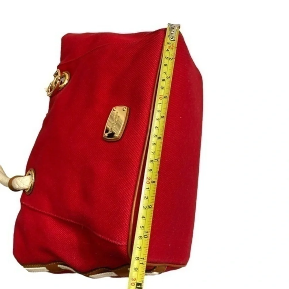 Michael kors red canvas sailing anchor tote bag